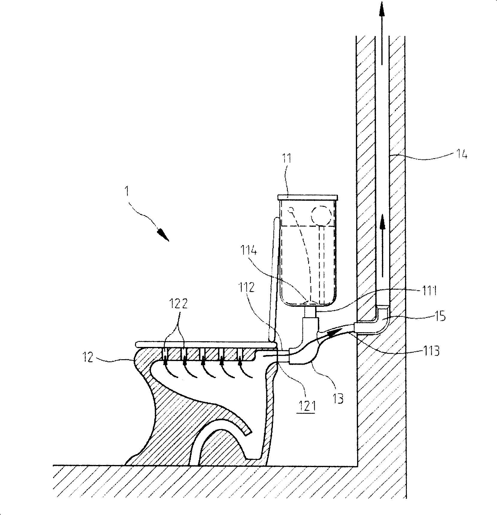 Exhaustion method for flushing water closestool