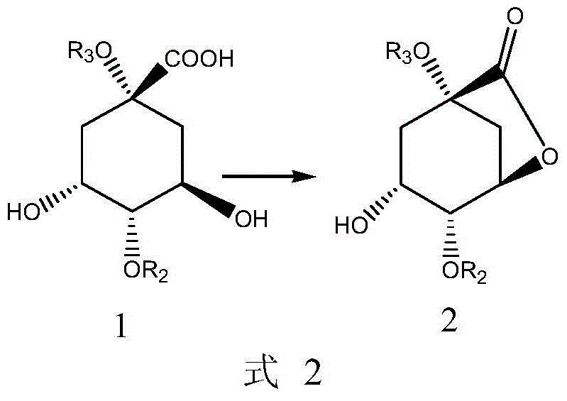 Quinic acid lactone derivative preparation method