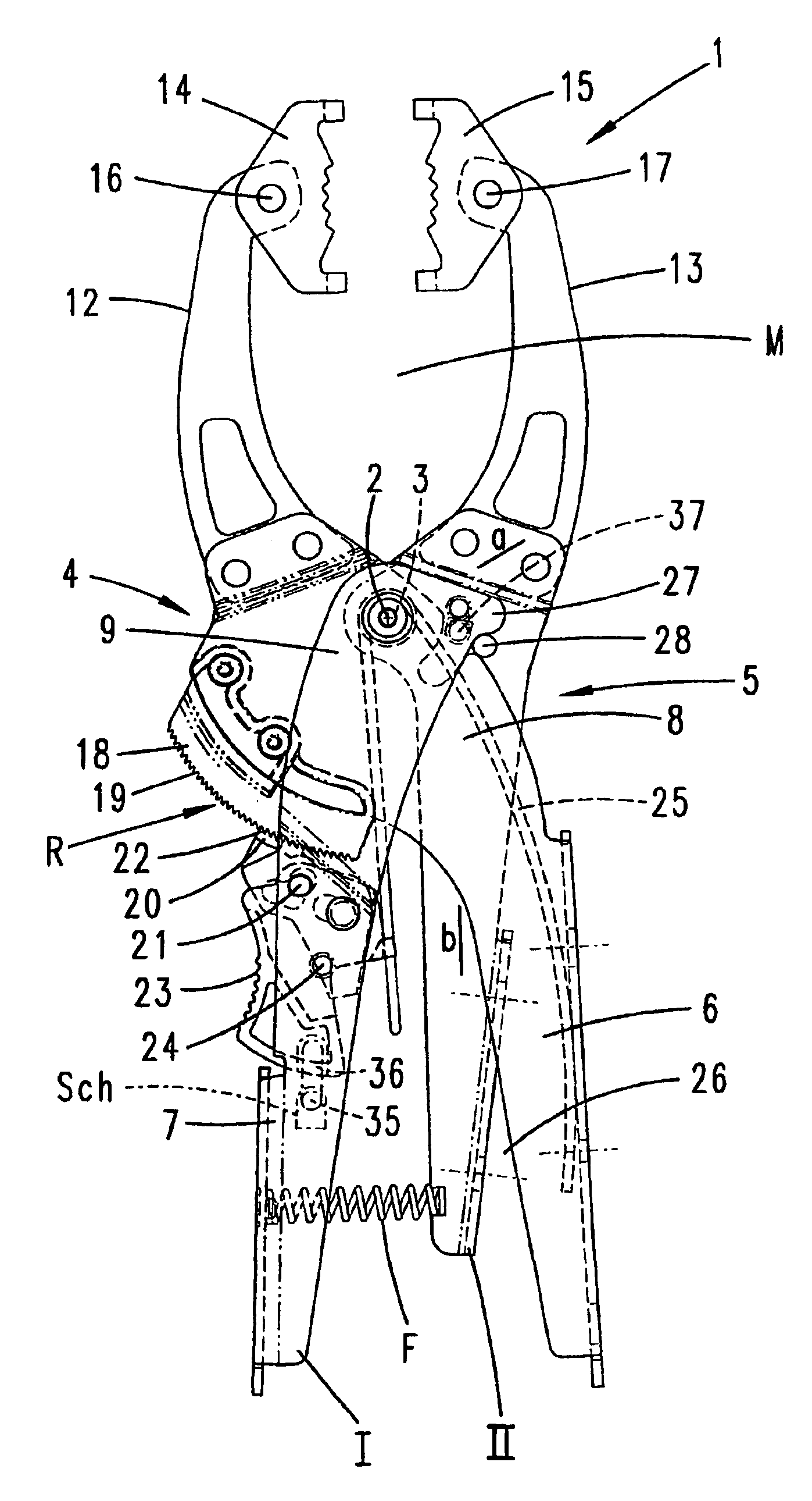 Clamping or expanding pliers