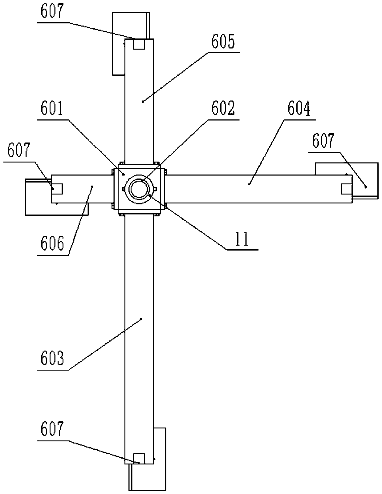 Vertical mixing and heating device for mixing and stirring materials