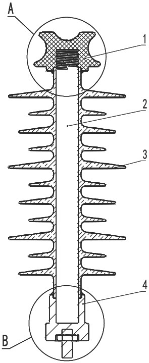 Porcelain head type pin composite insulator and porcelain head bonding process thereof