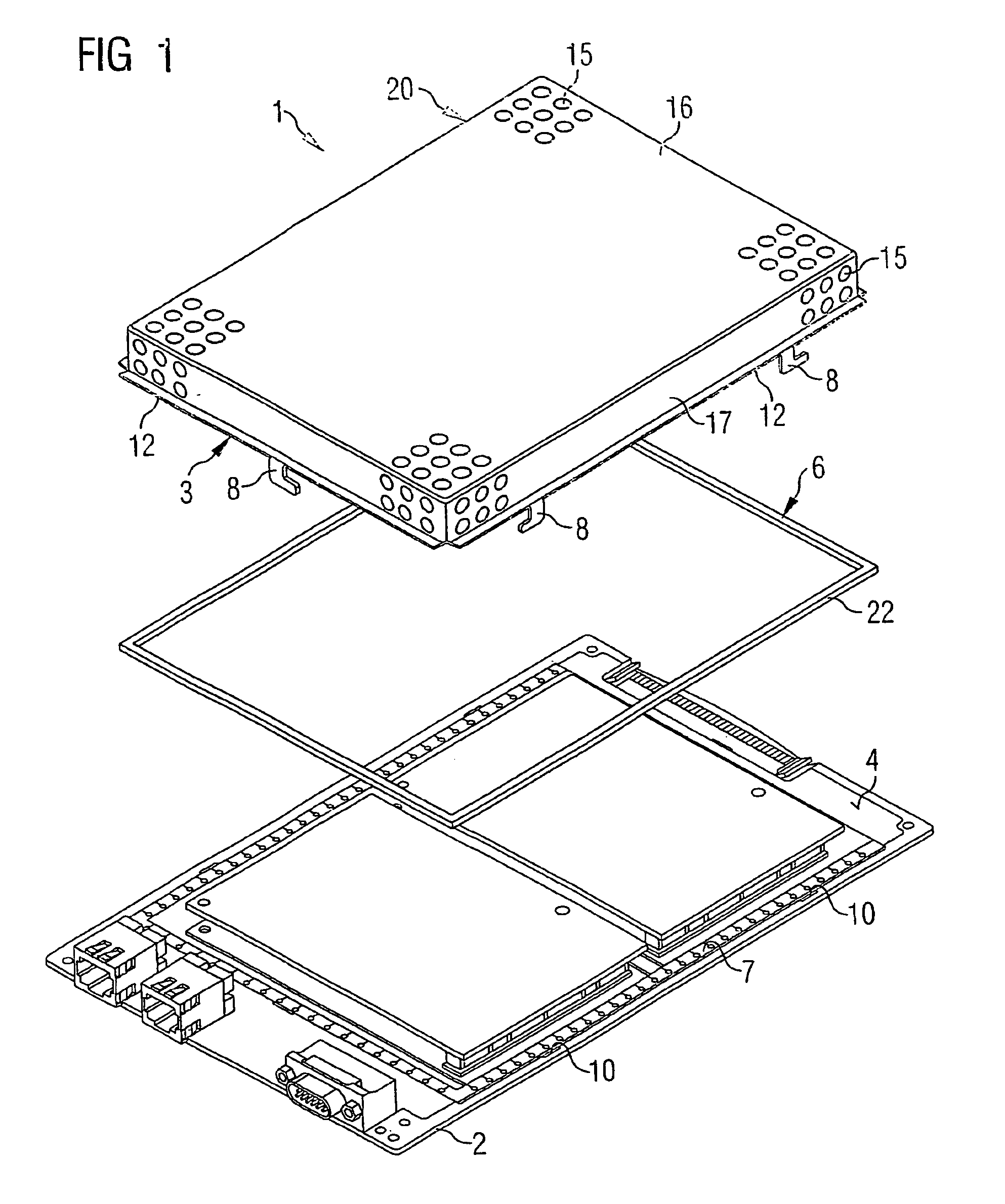 Screening device for electronic subassemblies on a printed circuit board