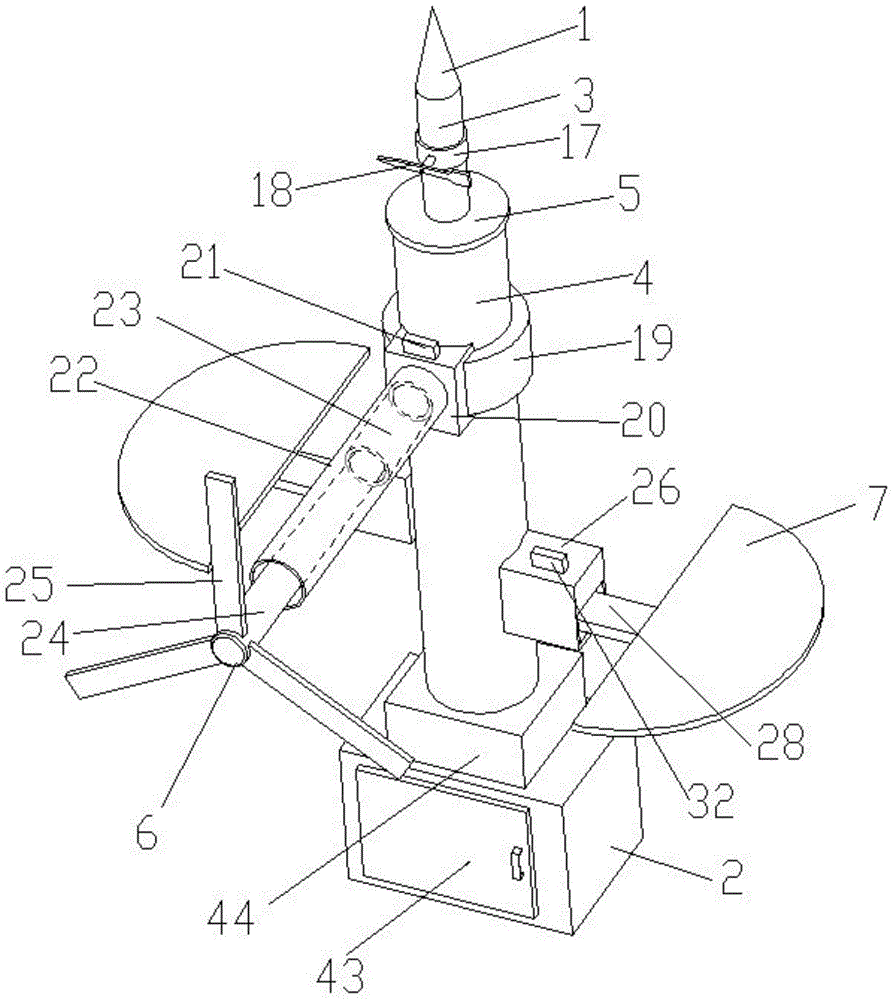 Lightning conductor with solar energy and windmill power generation