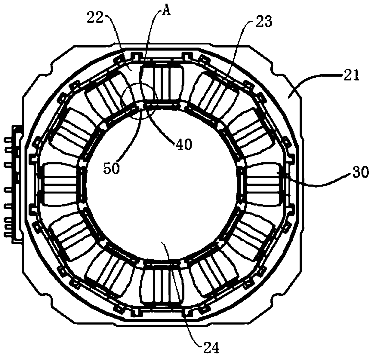 Washing machine, washing machine motor and its stator assembly