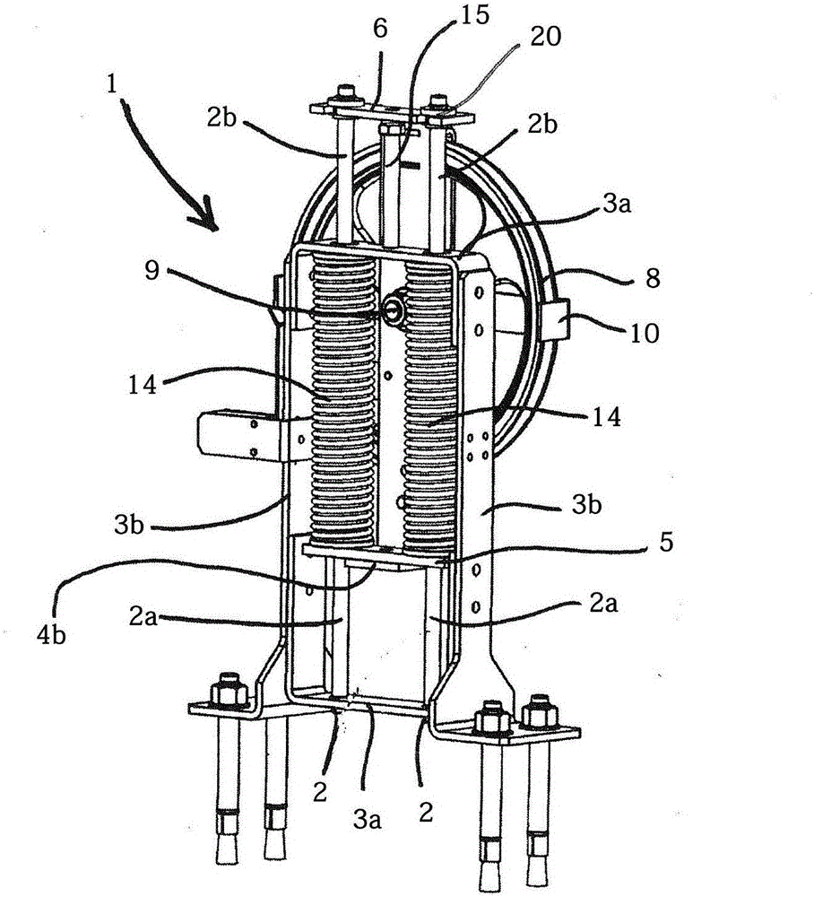 Spring-loaded tensioning device for speed limiting steel wire rope