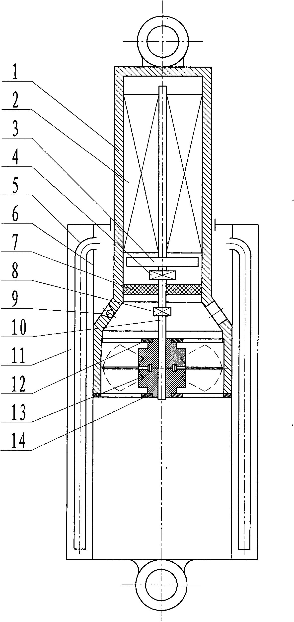 Impeller-type energy feedback shock absorber