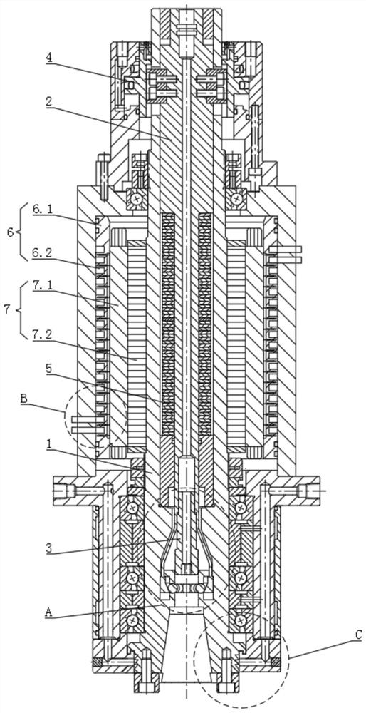 Clamping mechanism and five-axis head motorized spindle