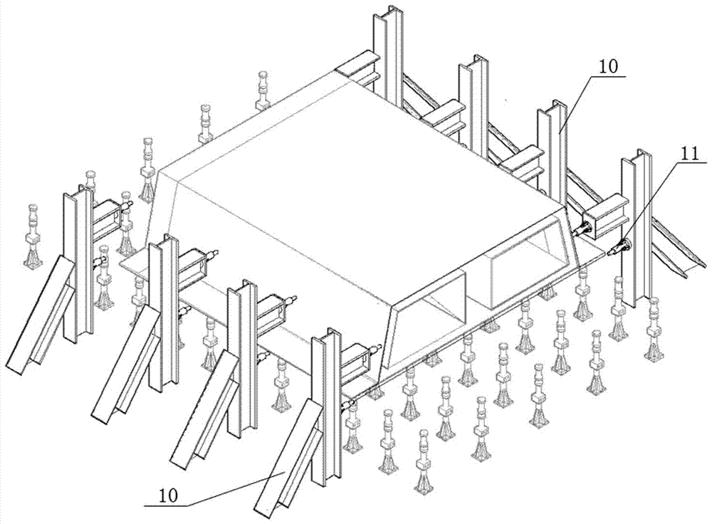 Tool installation mould for upside-down construction of multi-curve superimposed steel box girder and construction method thereof