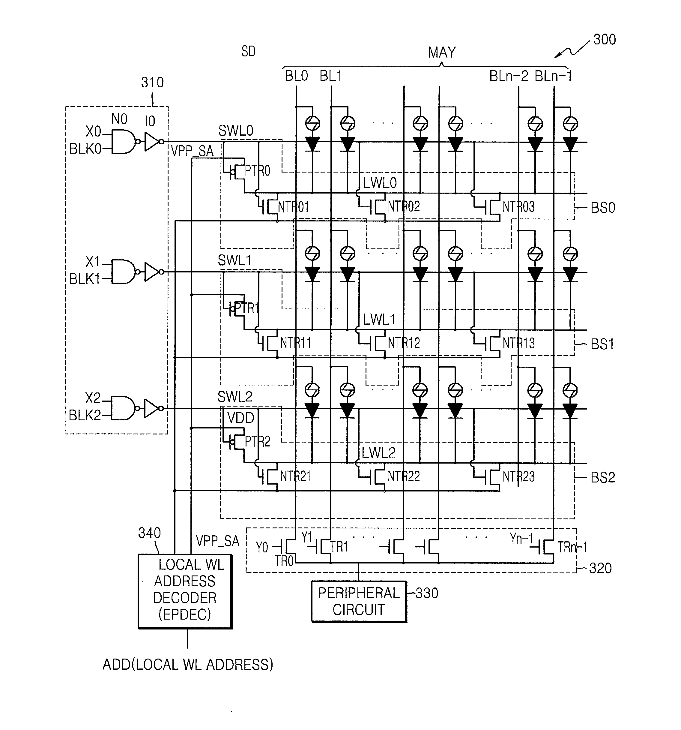 Memory cell array biasing method and a semiconductor memory device