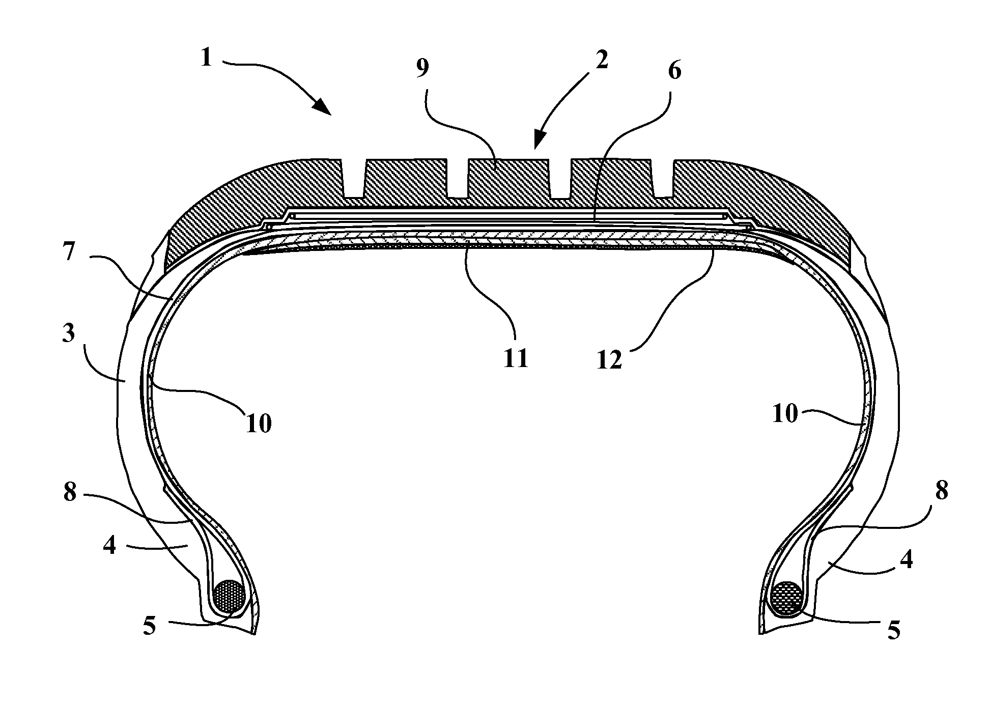 Tyre having a built-in self-sealing layer