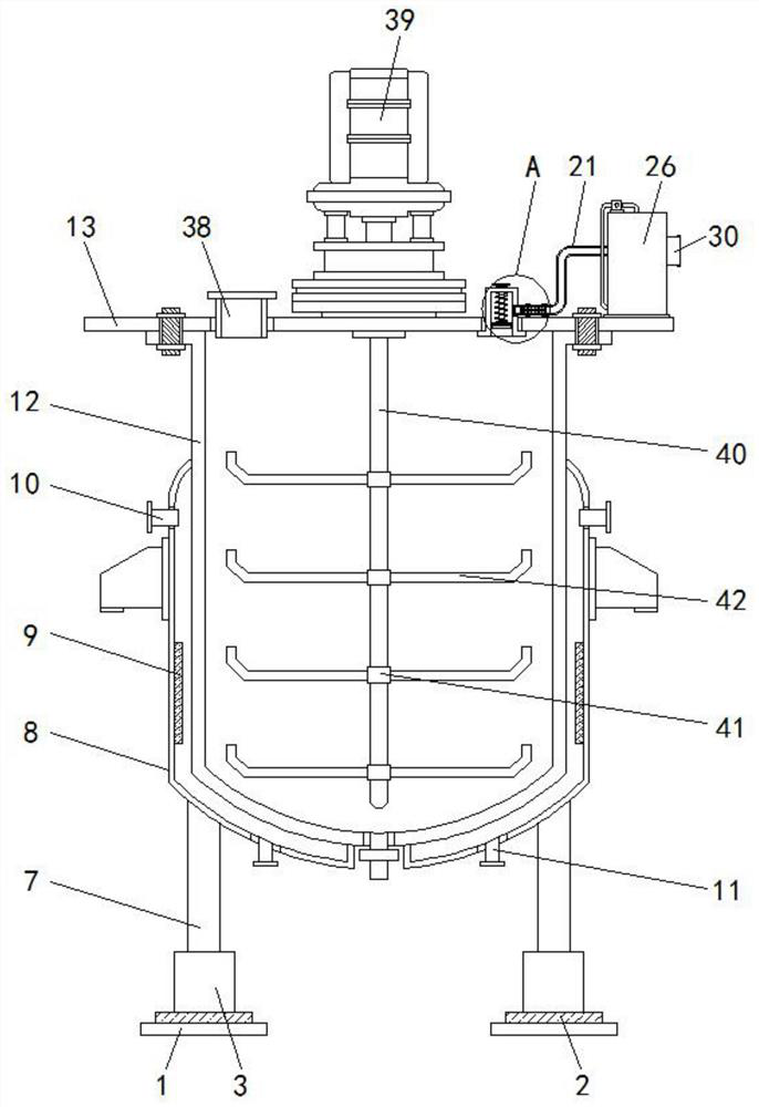 Chemical production reaction kettle device with pressure stabilization and efficient exhaust functions