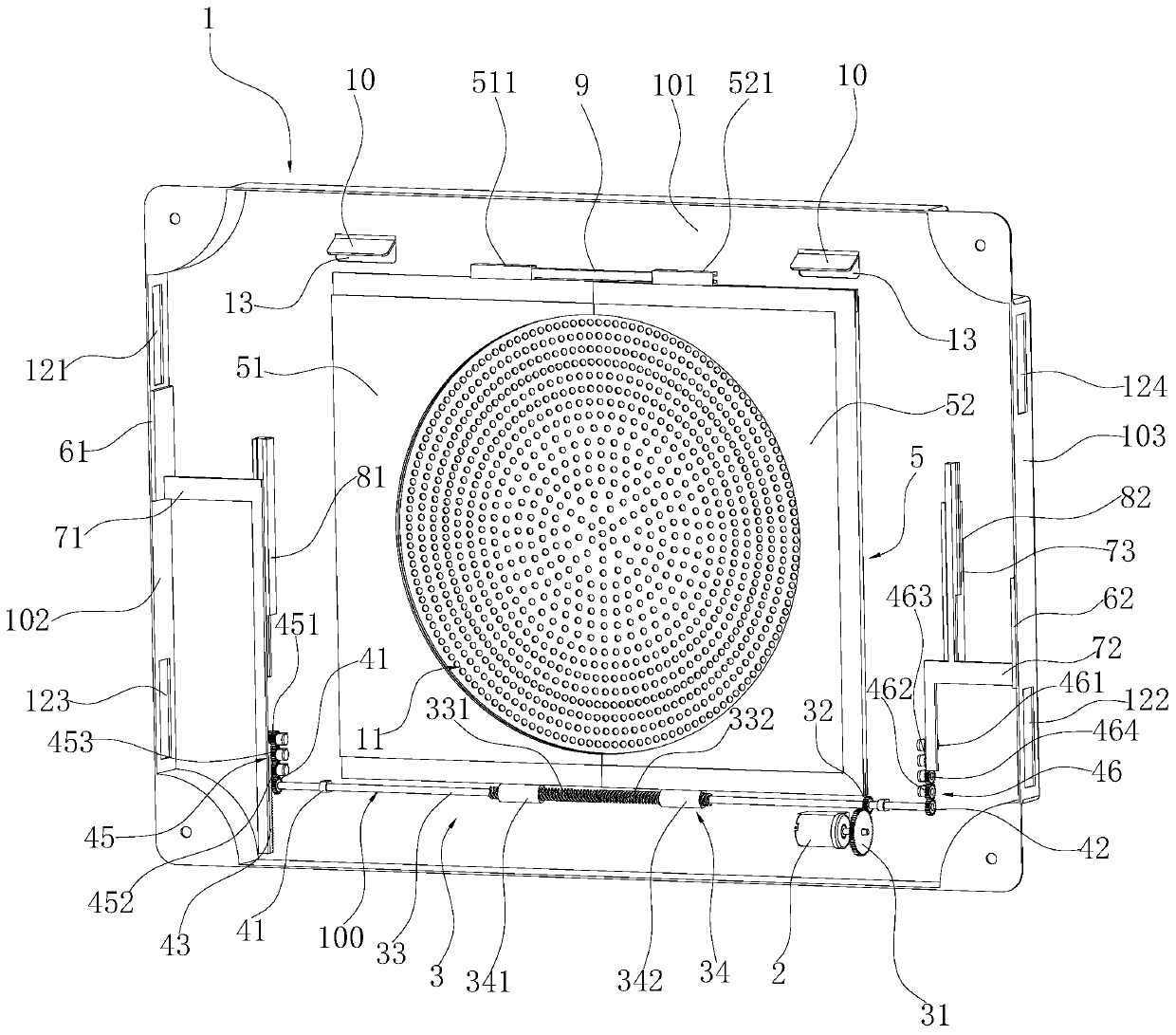 Hot air baffle plate and cooking device with same