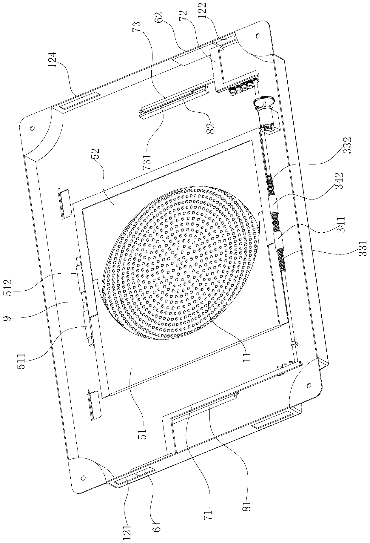 Hot air baffle plate and cooking device with same