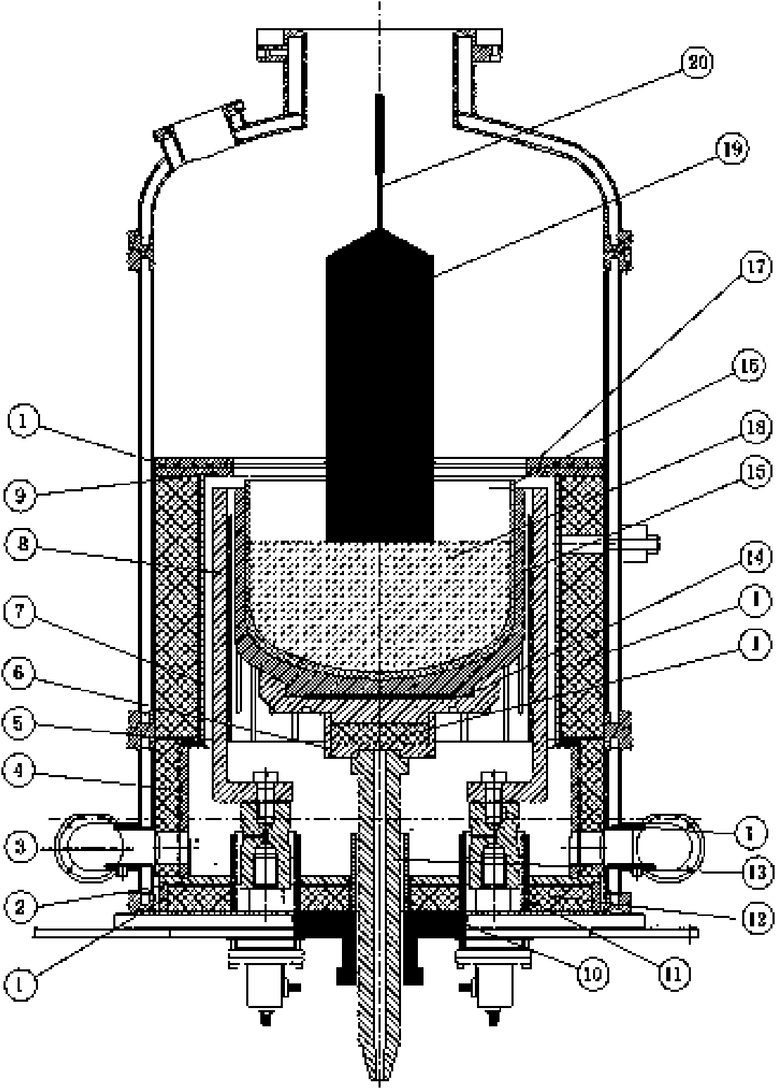 Process for growing phi 8'' solar-grade Czochralski silicon by using 18-inch thermal field