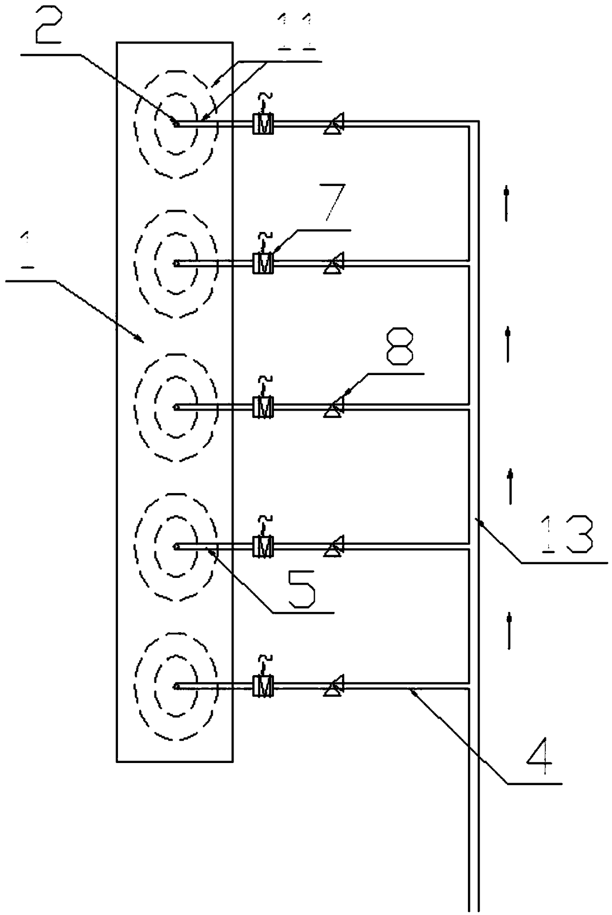 Concrete cooling water pipe device