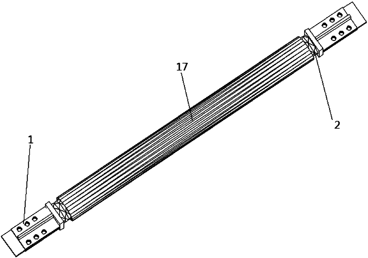 A casing-constrained anti-buckling brace with diamond-shaped energy dissipation elements