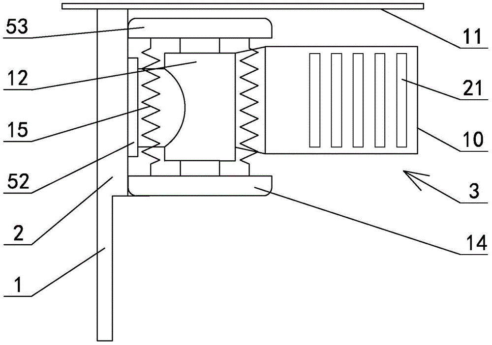 Moving deck positioning guide rail device