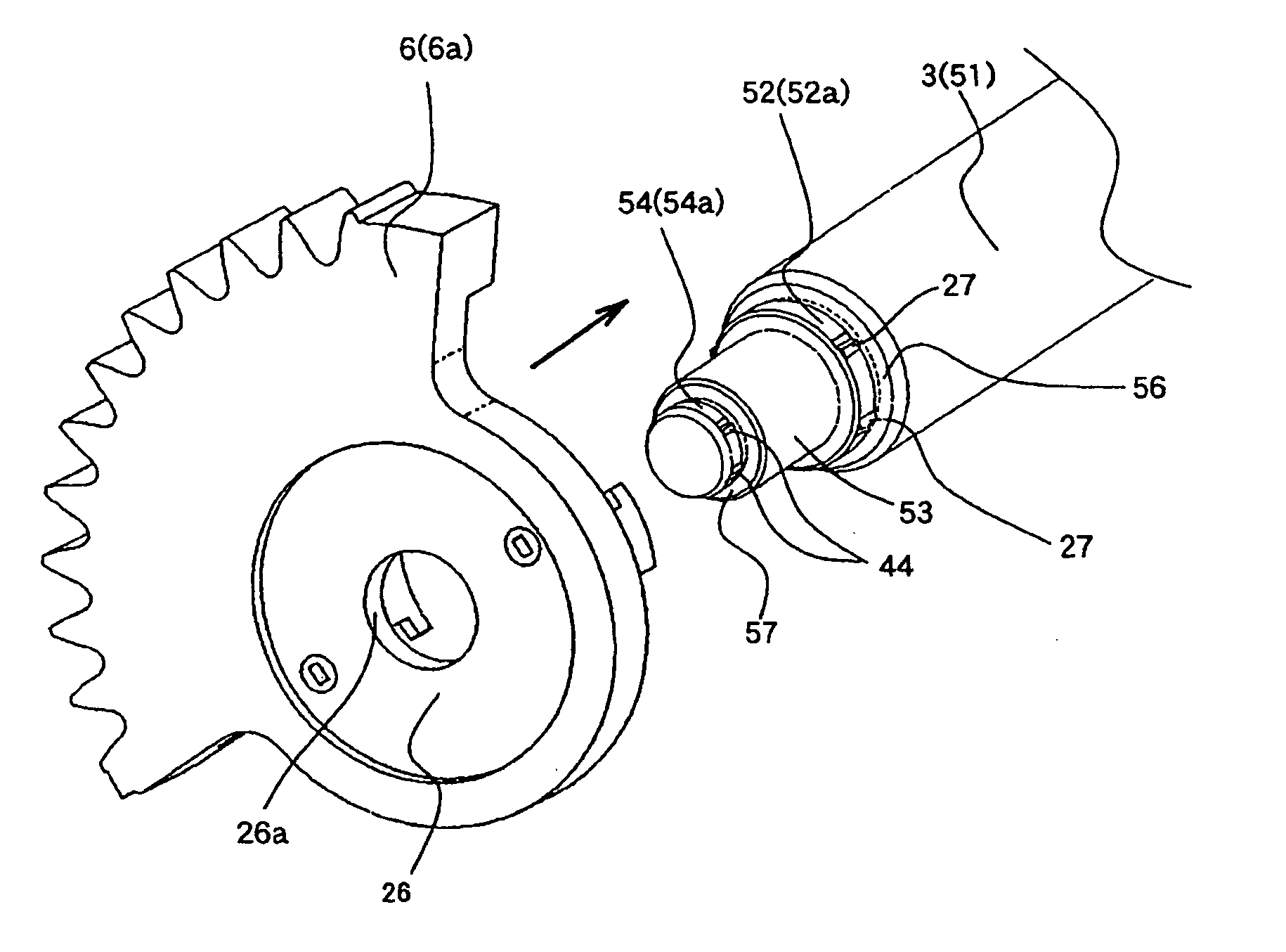 Connecting structure between rotary shaft and metal plate and method of connecting therebetween