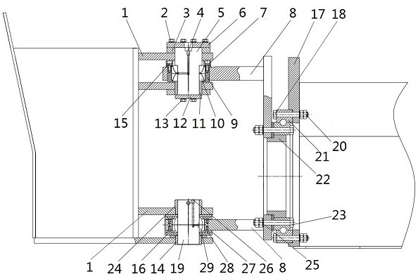 Trackless equipment central hinge structure with swinging function