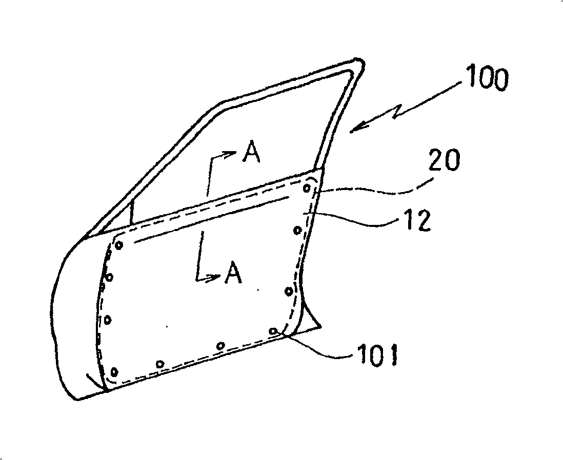 Car door structure and noise insulation sheet