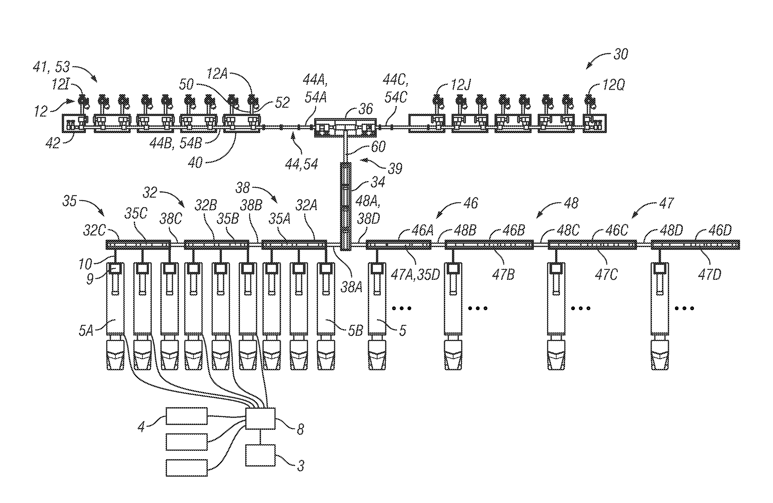 Adjustable support system for manifold to minimize vibration