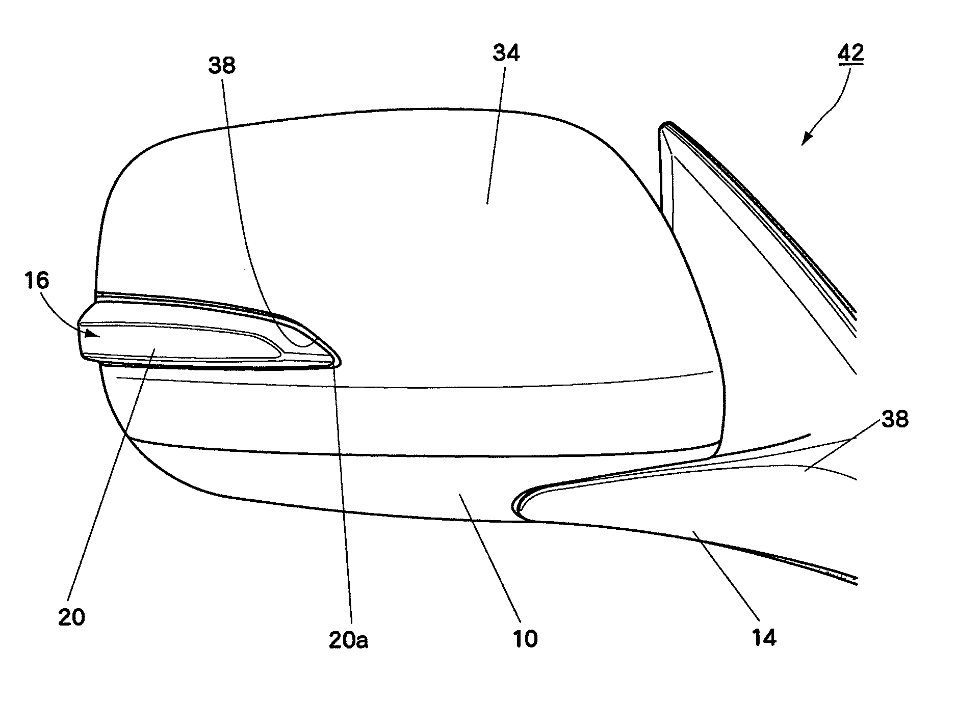 Positioning structure of turn lamp assembly in outer mirror with turn lamp