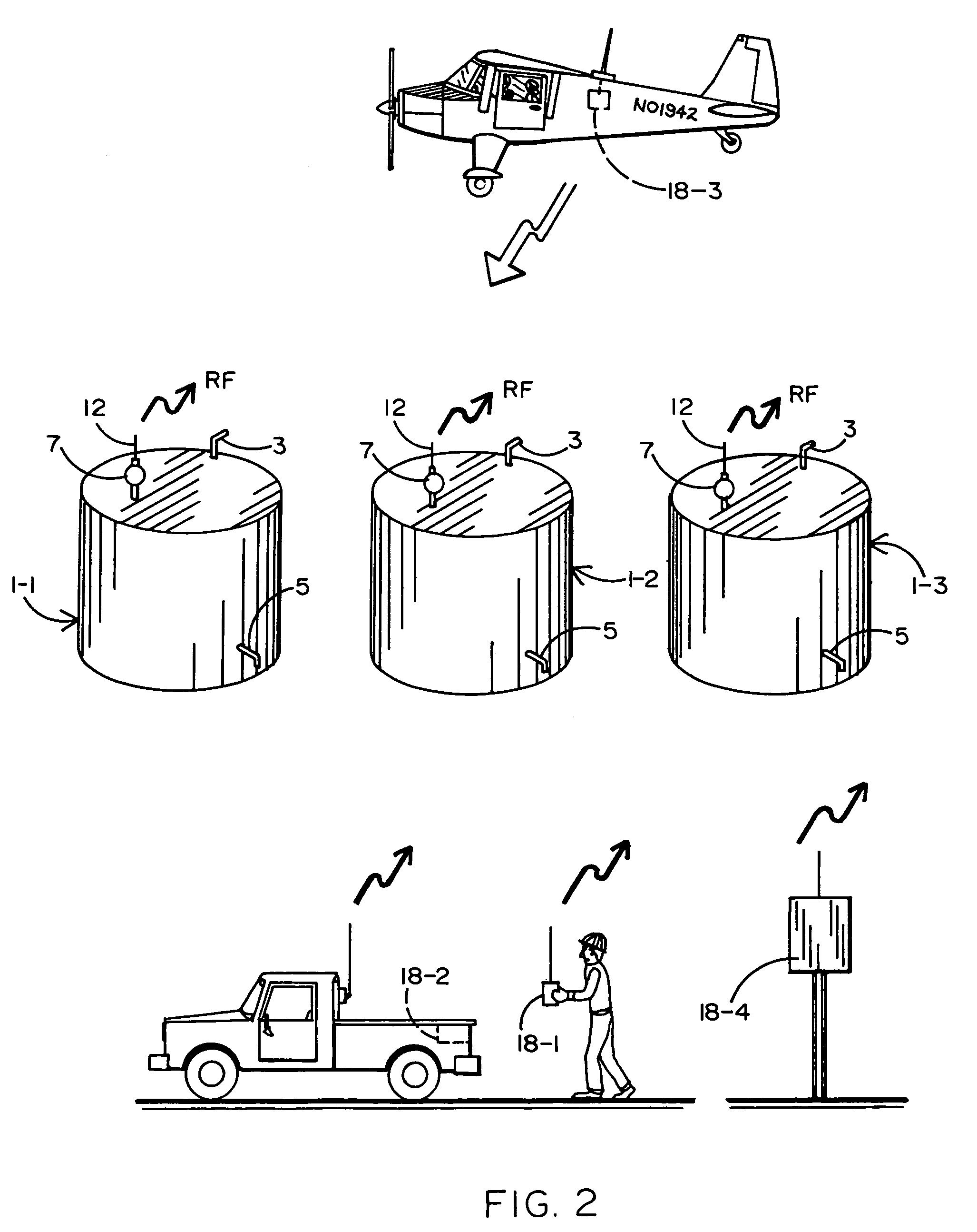 Ultrasonic oil/water tank level monitor having wireless transmission means