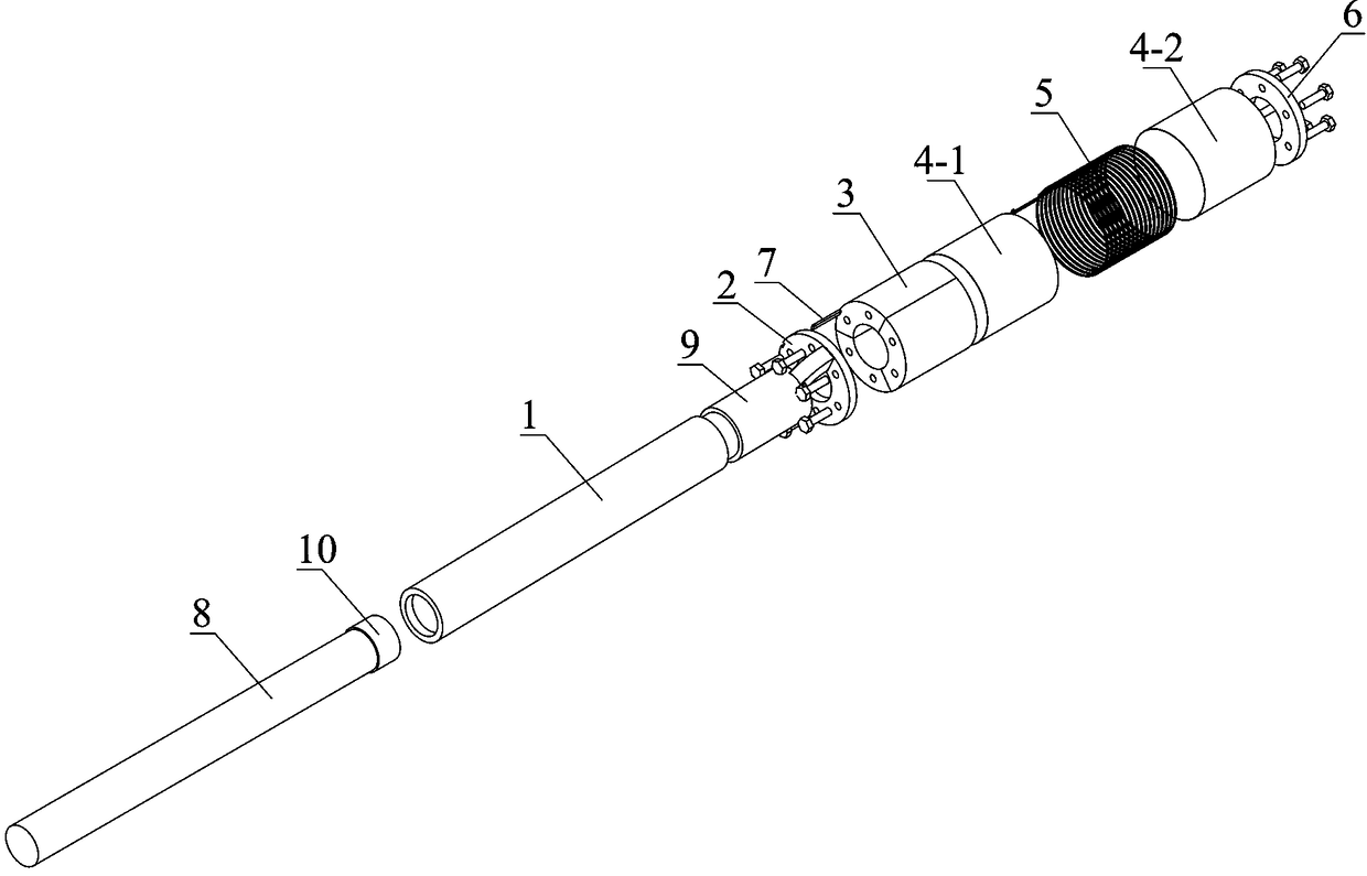 Internal inspection electromagnetic ultrasonic thickness measurement energy converter structure of circular pipeline