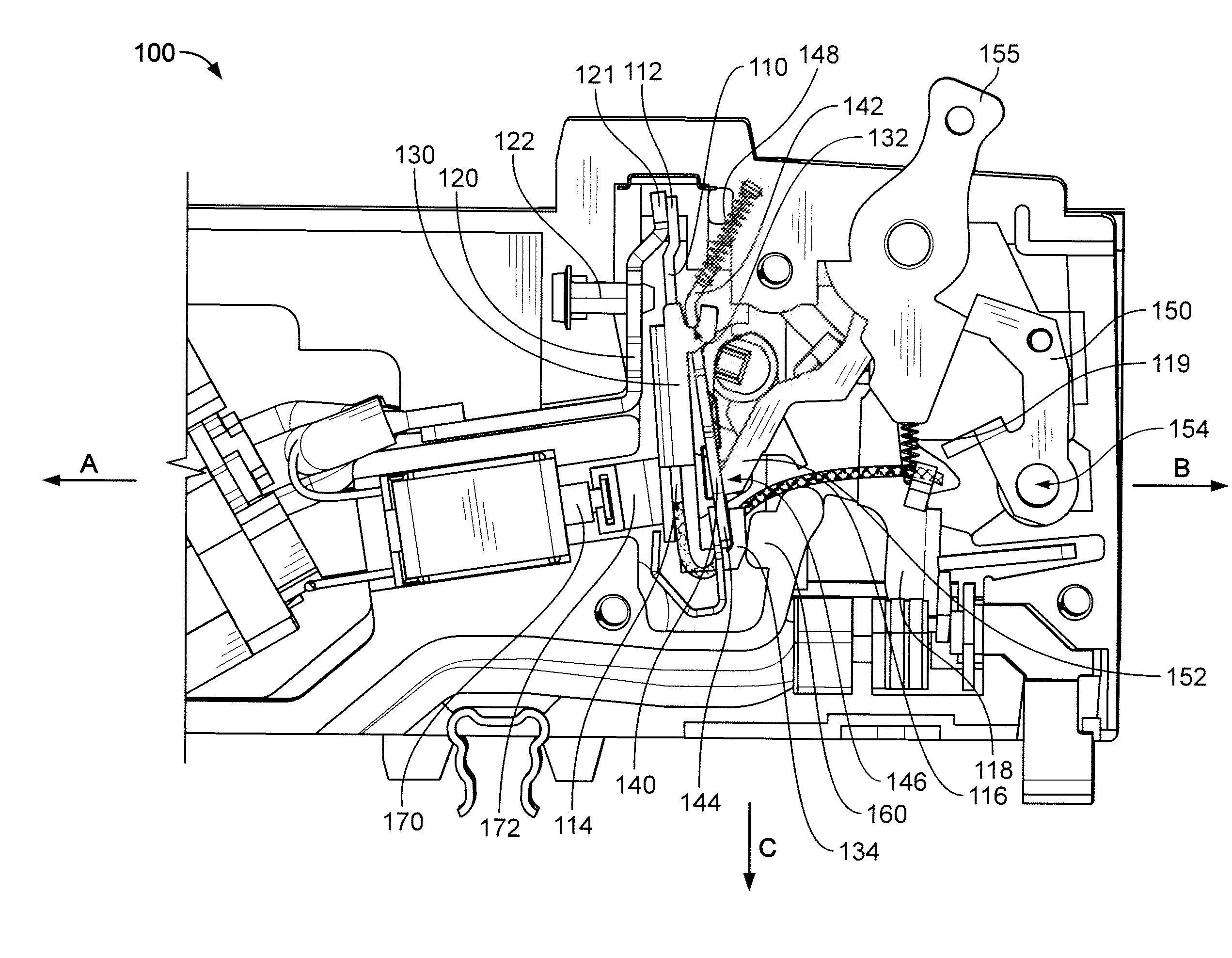 Circuit breaker having reduced auxiliary trip requirements