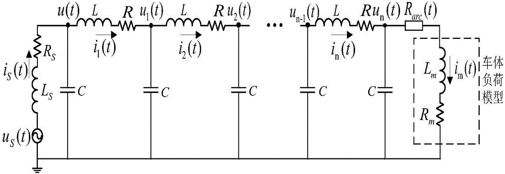 Computing method of traction network voltage in consideration of motor train unit bow net repeated off-line arc burning