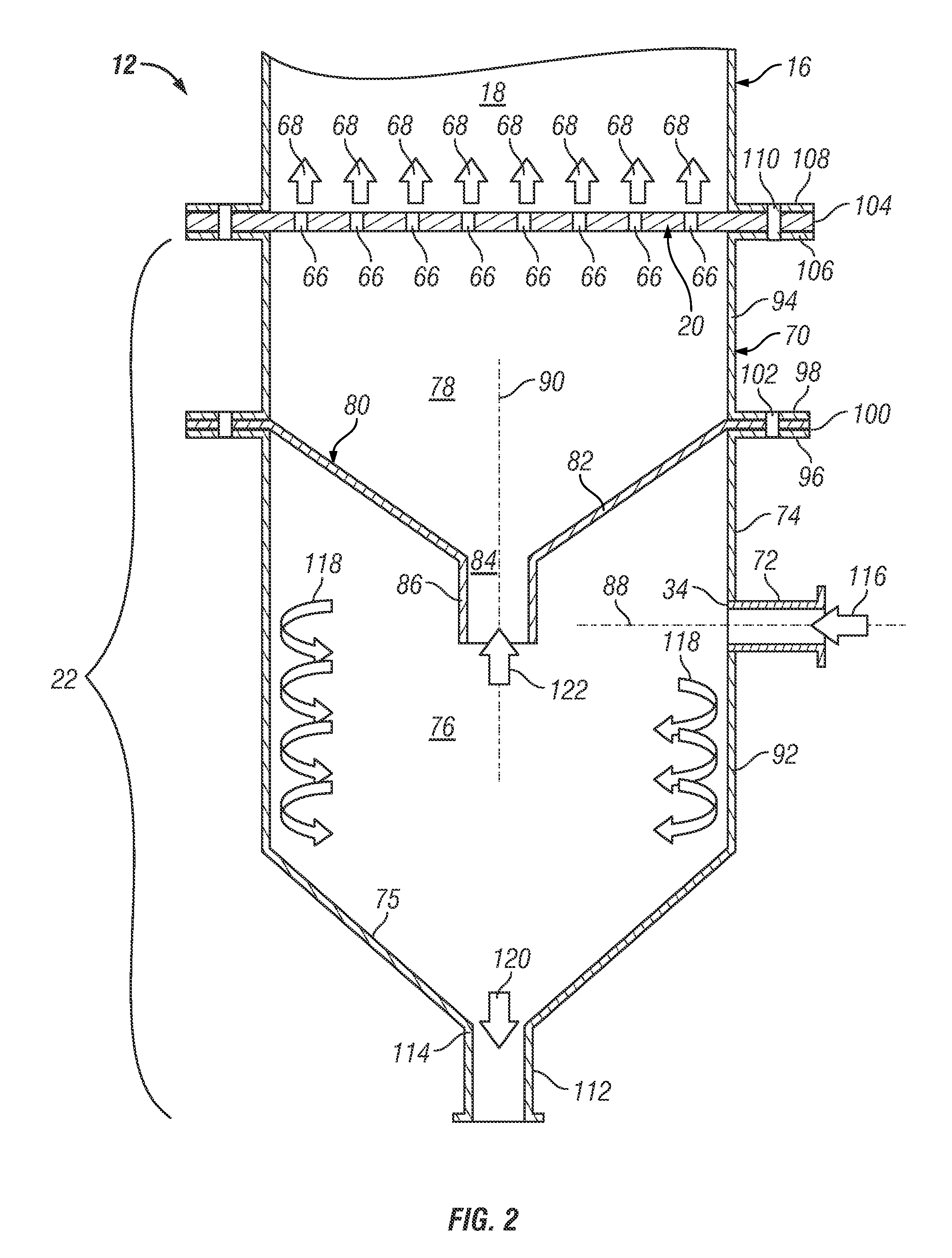 Series-coupled fluidized bed reactor units including cyclonic plenum assemblies and related methods of hydrofluorination