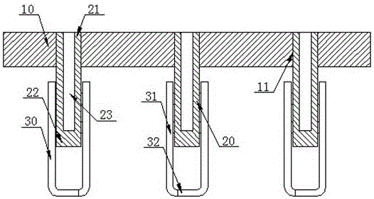 Anti-beam-lowering bridge embedded board facilitating surface preservative treatment