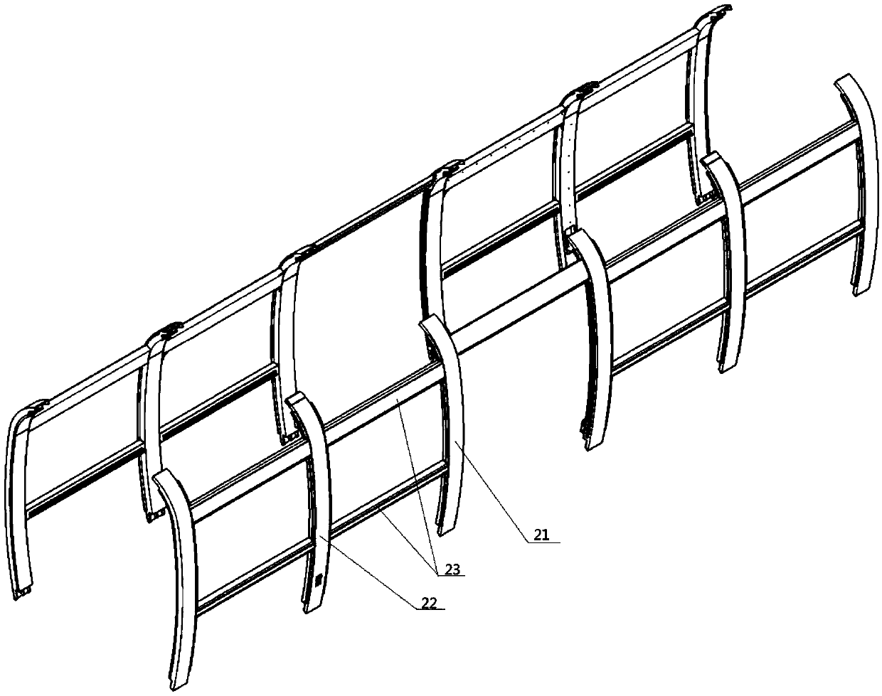 A suspension type monorail car body structure with wide field of view