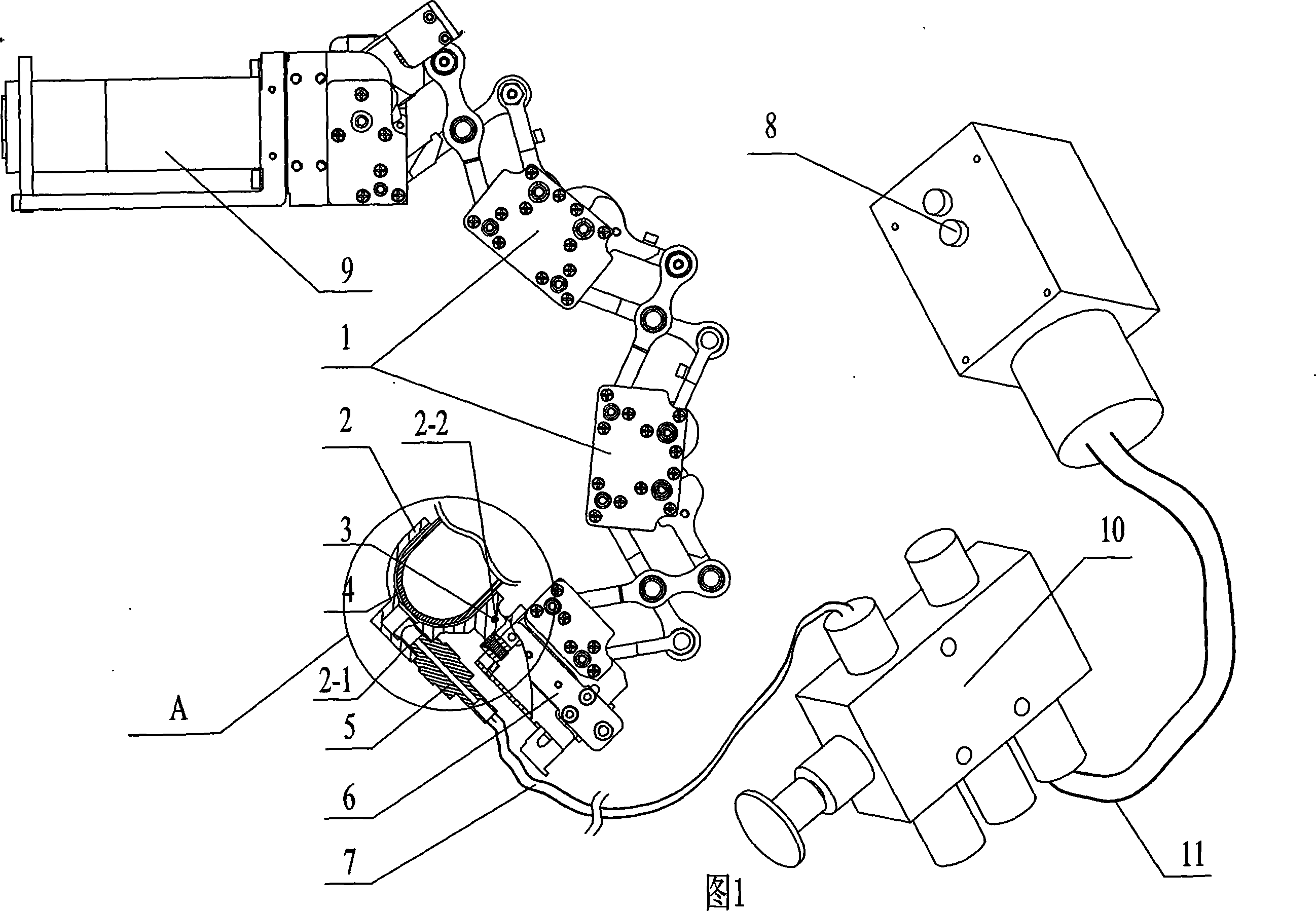 Fingertip vacuum adsorbing and fixing device of external space suit glove