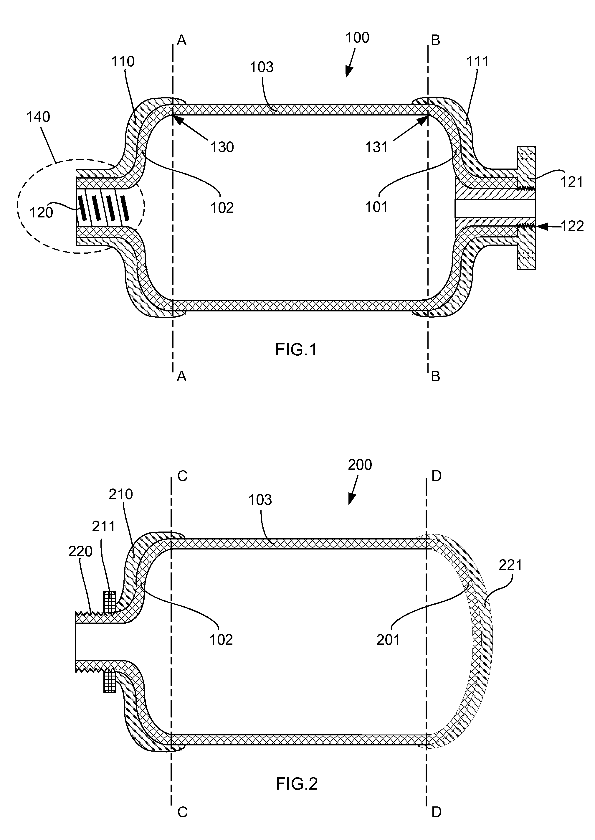 Metallic liner for a fiber wrapped composite pressure vessel for compressed gas storage and transportation