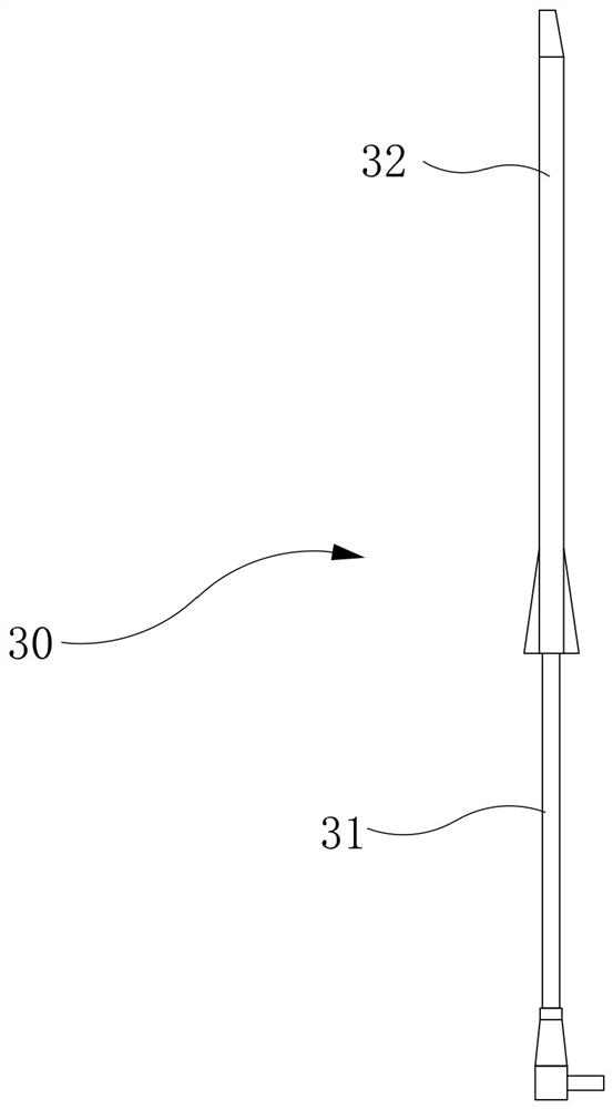 Temporary cardiac pacemaker implantation device through median elbow vein