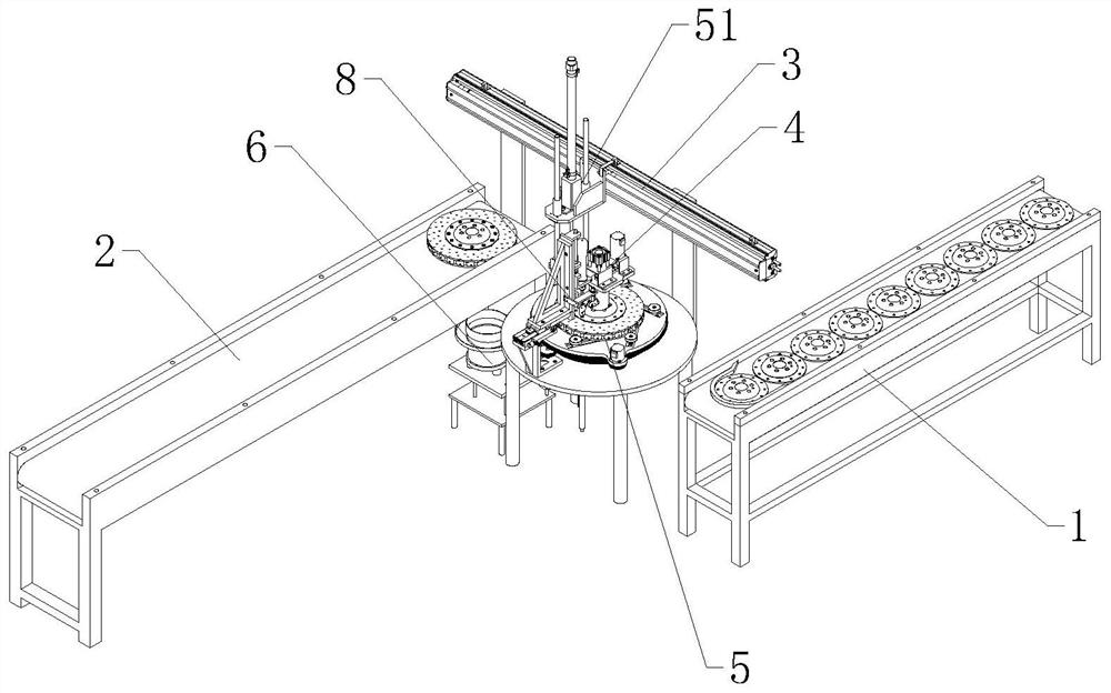 Automatic hole-aligning assembly equipment for split brake disc