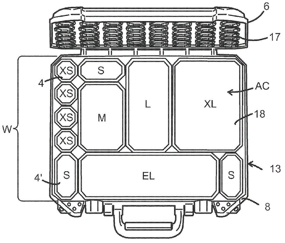 Module system comprising a case and a number of boxes