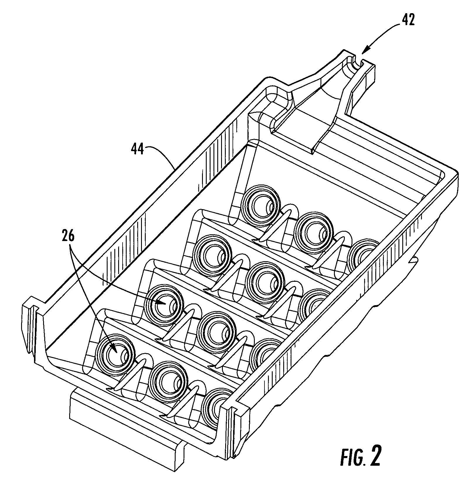 Overmolded multi-port optical connection terminal having means for accommodating excess fiber length