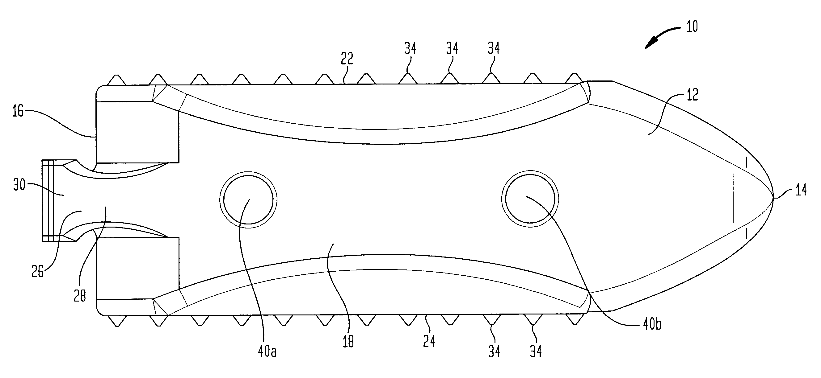 Instrument for inserting surgical implant with guiding rail