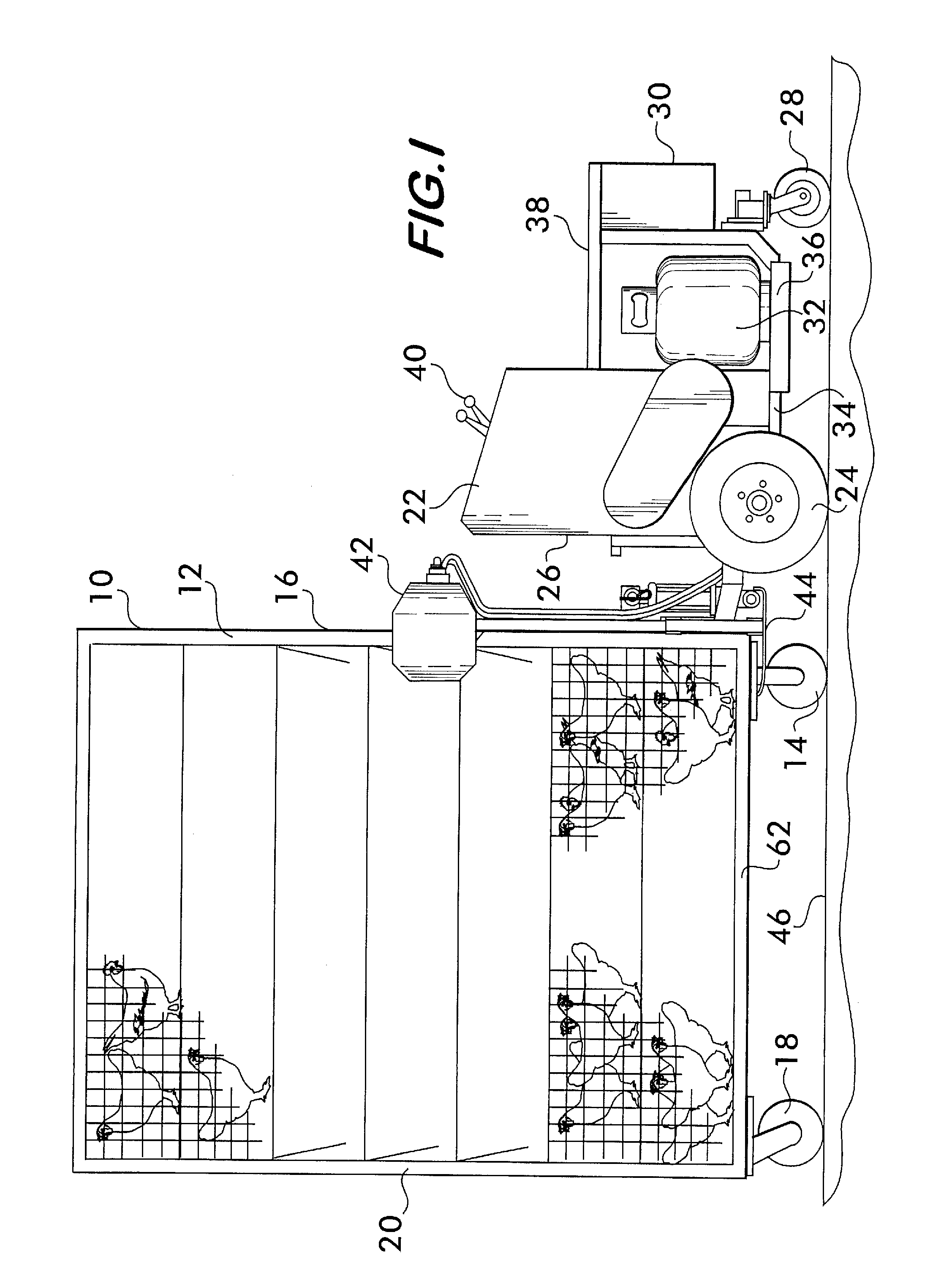 Self-propelled poultry cage handler and method