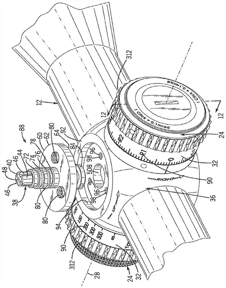 Self-centering guide rod system for a rifle scope turret