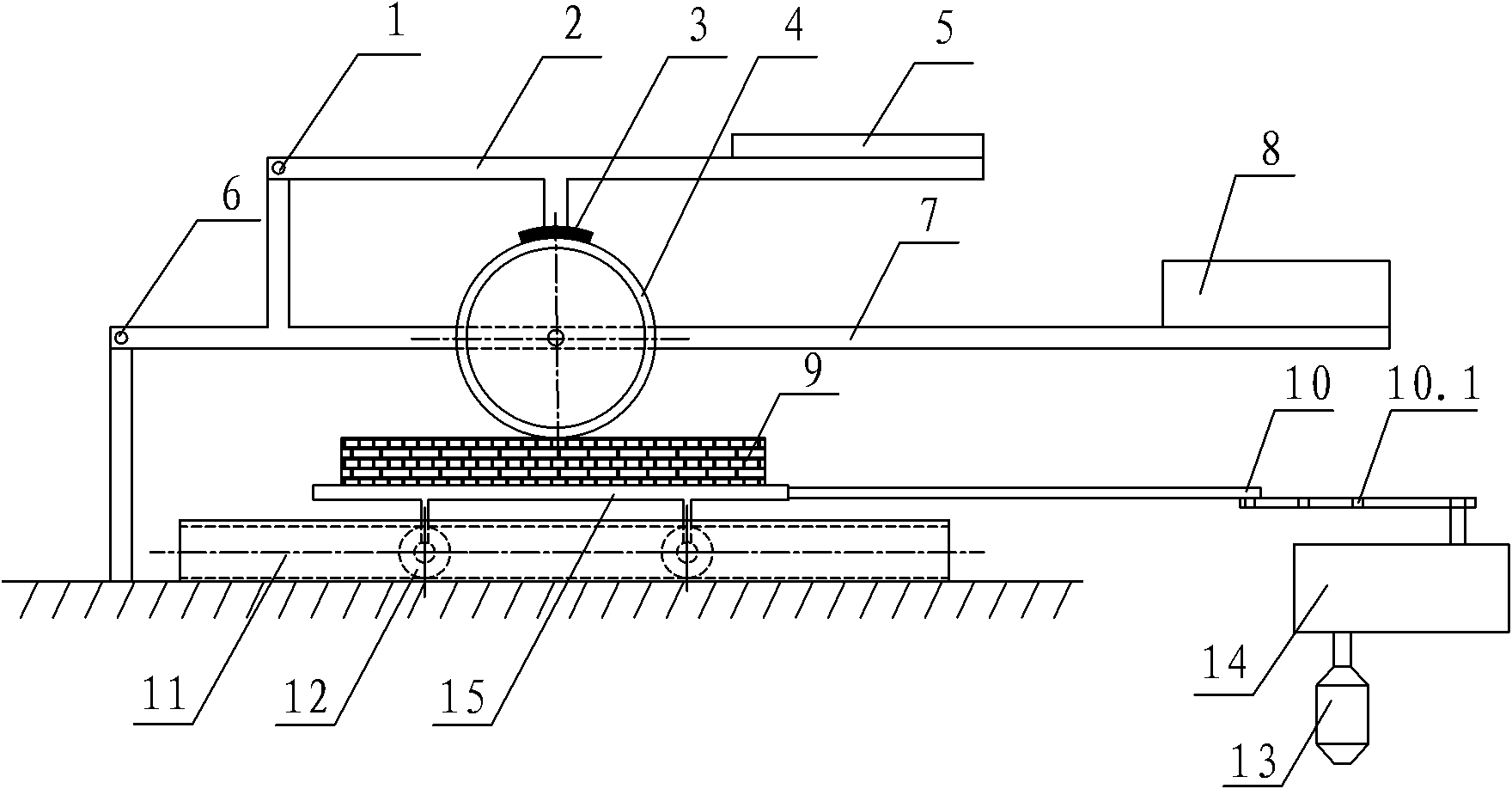 Simulation test method of road surface anti-skidding overlaying material unconsolidation and particle fall and testing equipment thereof