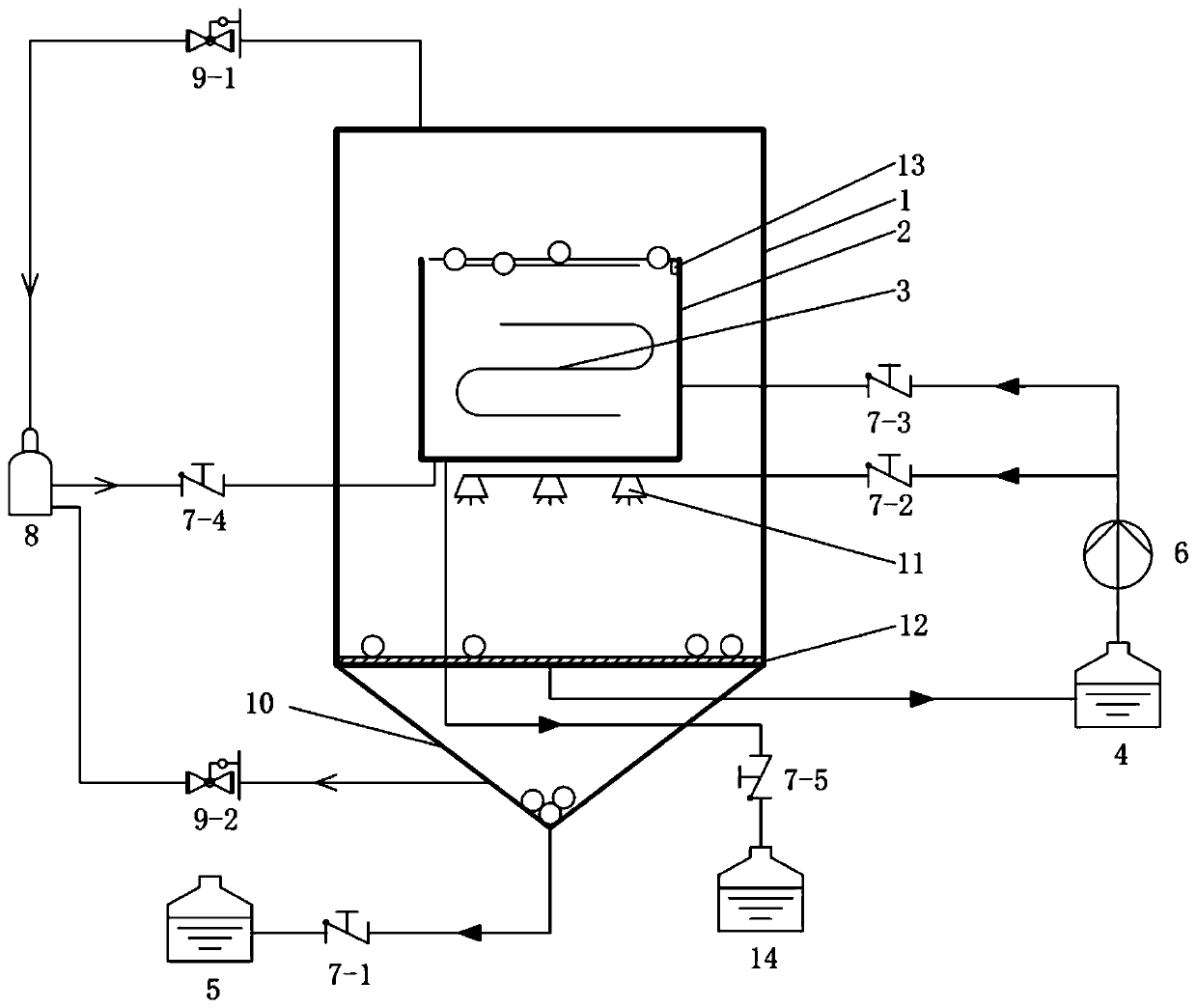 An overflow type continuous hydrate seawater desalination device