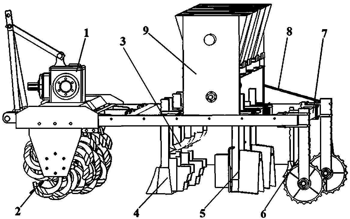 Vertical honeycomb-briquette-shaped tobacco rotary tillage, ridging and fertilization machine