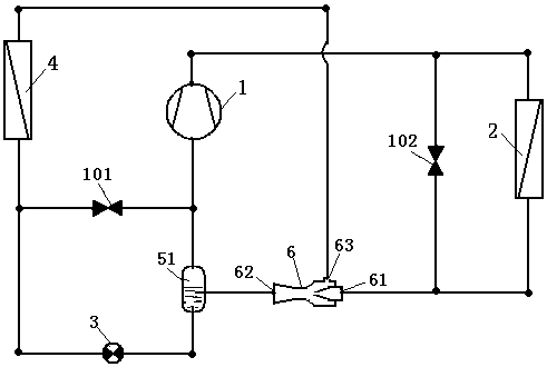 Heat pump system with ejector