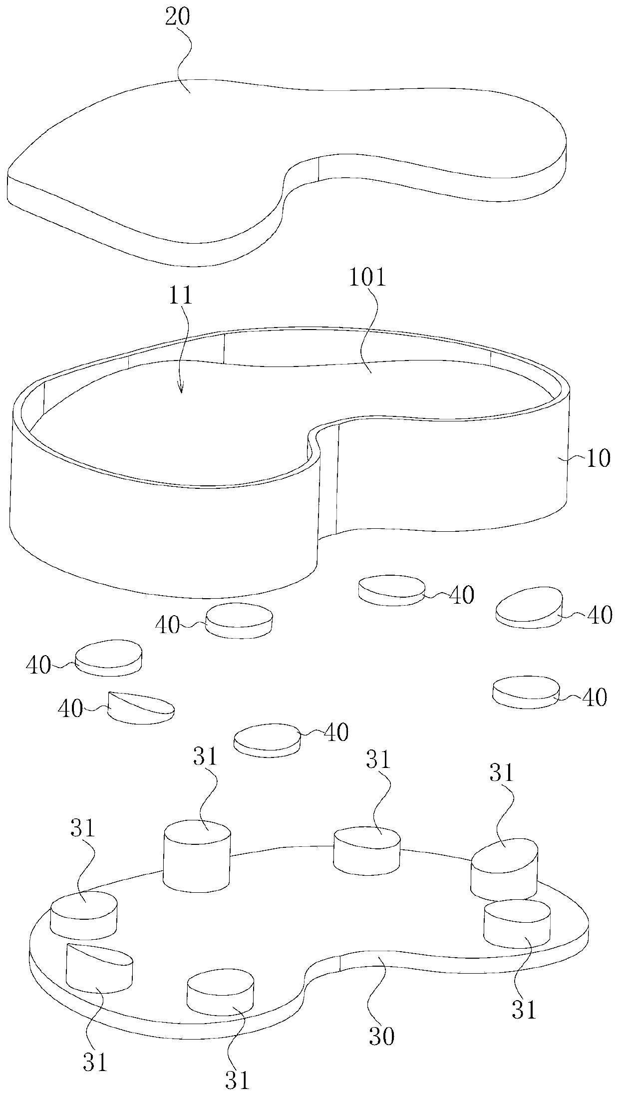 3D force sensor of keen joint prosthesis pad and contact stress measuring method of sensor