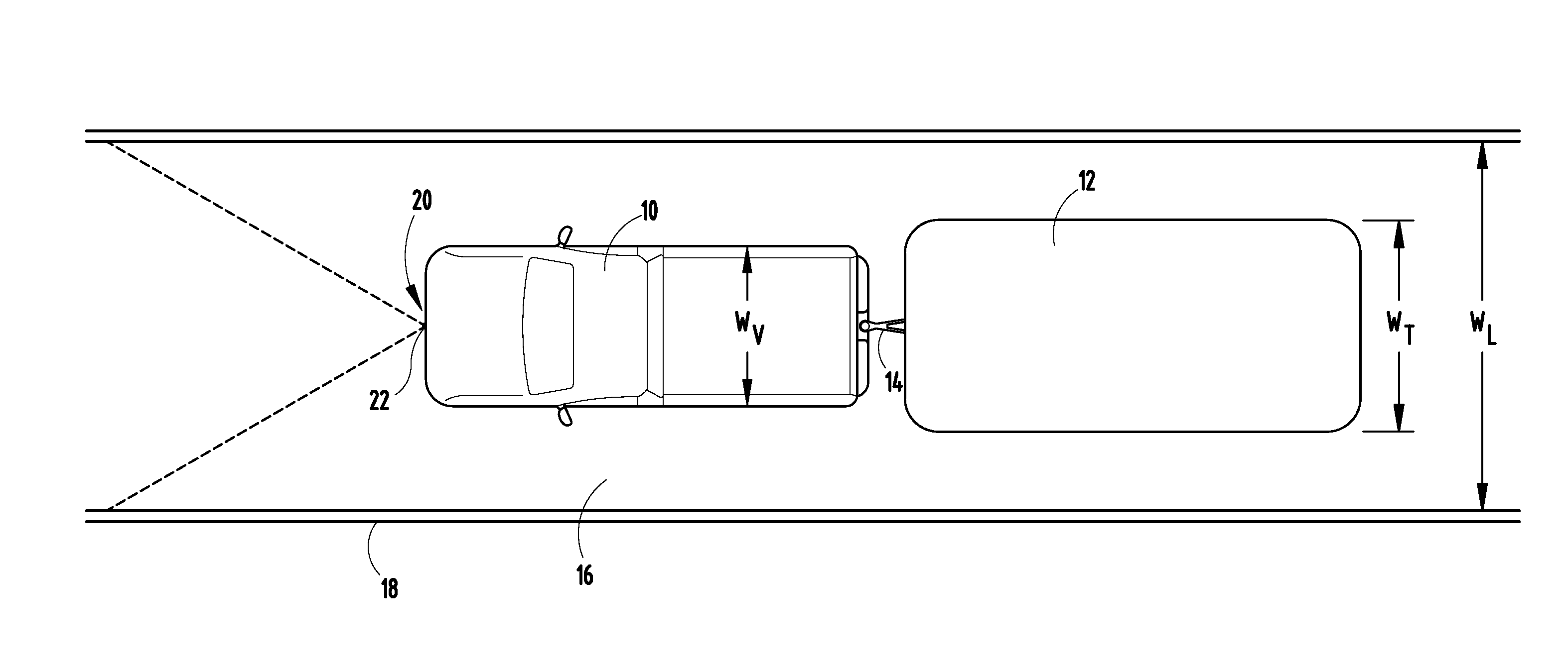 Vehicle Lane Departure Warning System Having Trailer Mode and Method