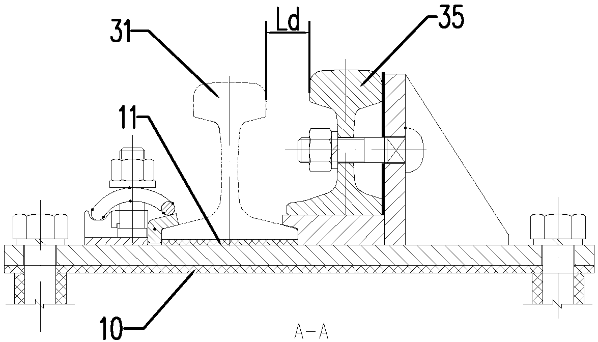 Double crossover switch suitable for tramcar and subway vehicle debugging workshop