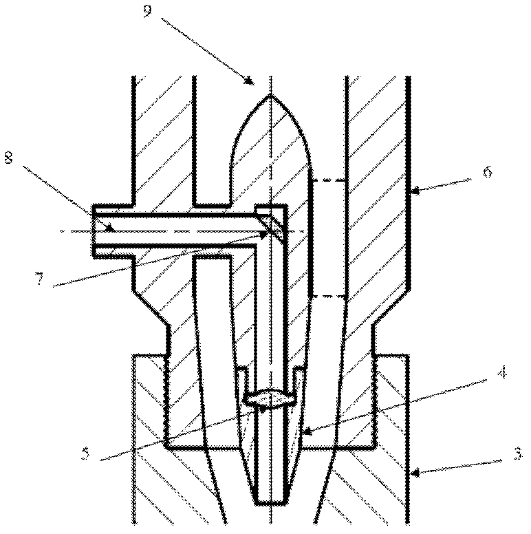 Ultrahigh pressure water jetting sheet material progressive processing spray nozzle based on laser auxiliary heating and application thereof